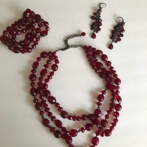 Jewelry Set Deep Wine Color